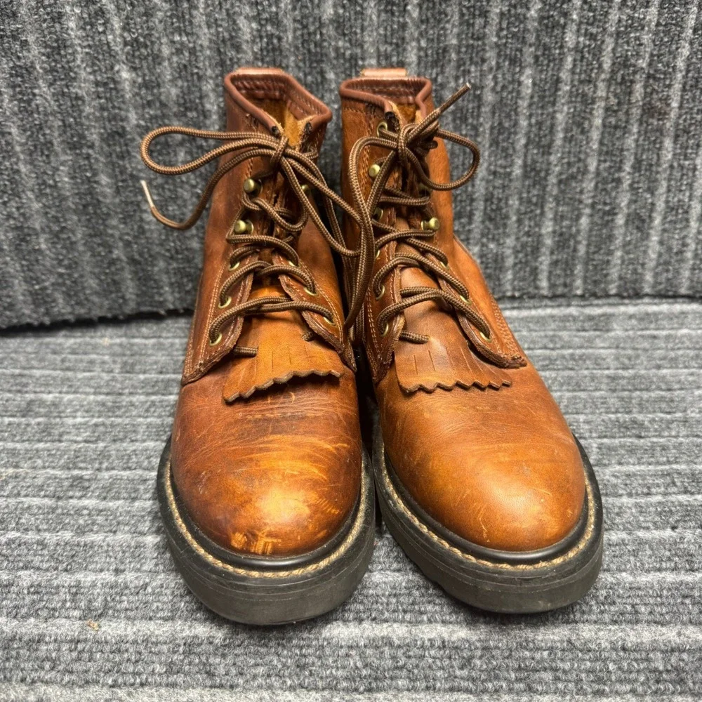 Double H Work Boots 7 M Brown Leather Lace Up Kiltie 9350